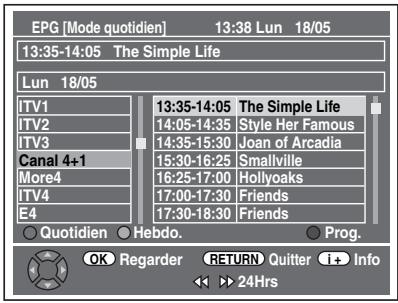 TOSHIBA DVR-70DT - Pendant l'affichage d'un programme DVB, appuyez sur [GUIDE]. - 1
