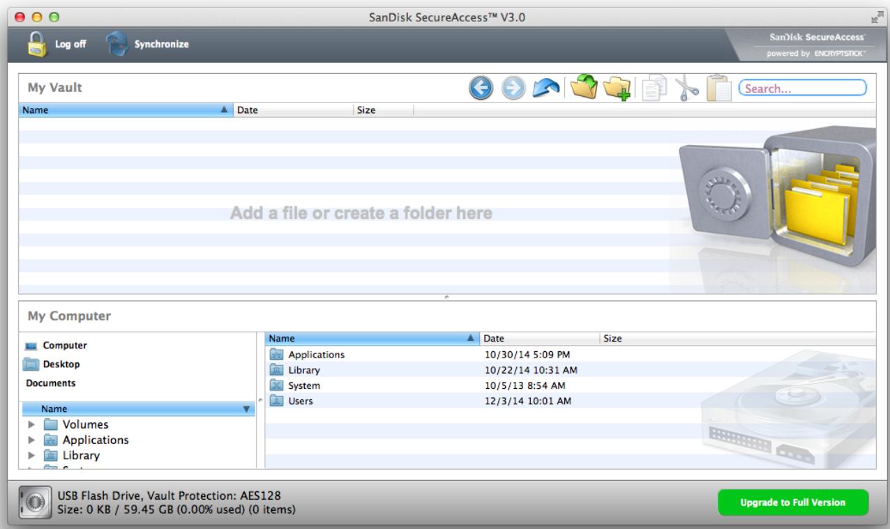 SANDISK iXPAND 3.0 32G - Access locked files or lock additional files using the below interface. - 1
