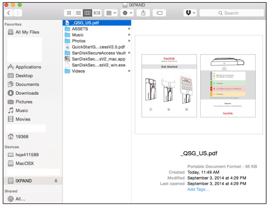 SANDISK iXPAND 3.0 32G - Transfer files between Mac computer and drive - 1