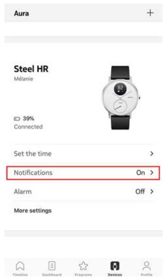 WITHINGS Steel HR Sport - Activier les notifications - 1