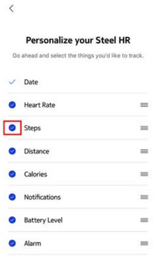 WITHINGS Steel HR Sport - Changer l'ordre des écrans - 3