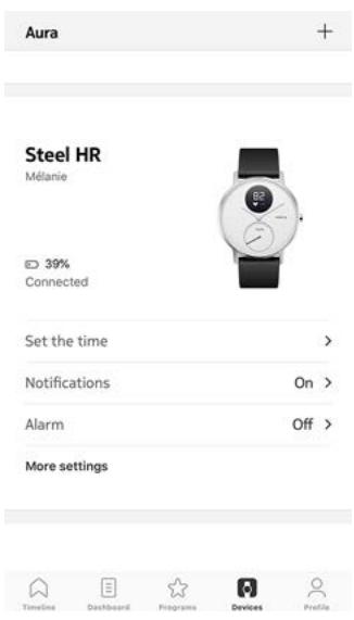 WITHINGS Steel HR Sport - Le fait de dissocier votre Steel HR / Steel HR Sport ne supprime pas vos données de l'application Health Mate®. - 1