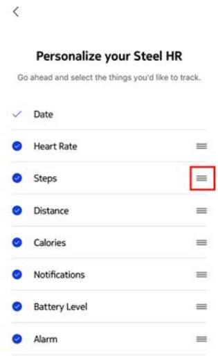 WITHINGS Steel HR Sport - Changer l'ordre des écrans - 4