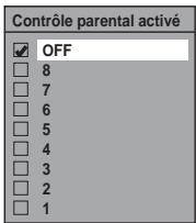 FUNATRE WL6D-M102 - Changez le niveau "Contrôle parental activé" en utilisant le [ / ] , puis appuyez sur [ENTER]. - 1