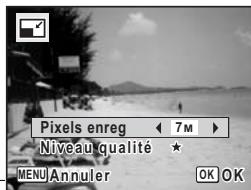 PENTAX M60 - Sélectionnez [Pixels enreg] et [Niveau qualité]. - 1