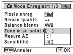 PENTAX M60 - Utilisez le bouton de navigation ( ) afin de modifier le réglage de la zone de mise au point. - 1