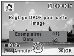 PENTAX M60 - Utilisez le bouton vert pour spécifier si la date doit ou non apparaitre. - 1