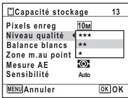 PENTAX M60 - Utilisez le bouton de navigation (▲▼) pour modifier le niveau de qualité. - 1