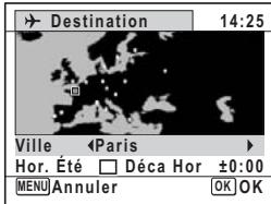 PENTAX M60 - Modifie la ville de destination à l'aide du bouton de navigation (▲▶). - 1
