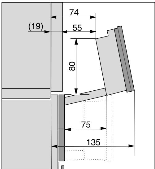 MIELE 7645HCPRO - Plage de déplacement du bandeau - 1