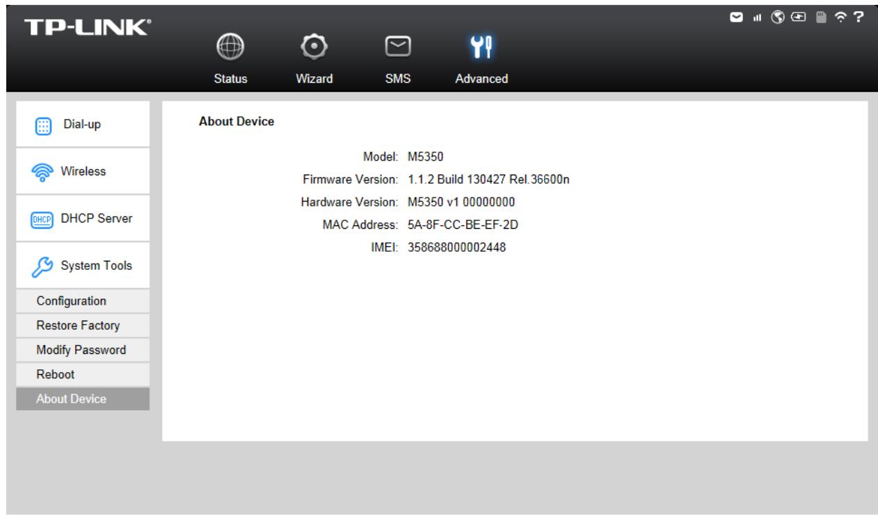 TP-LINK M5350 - About Device - 1