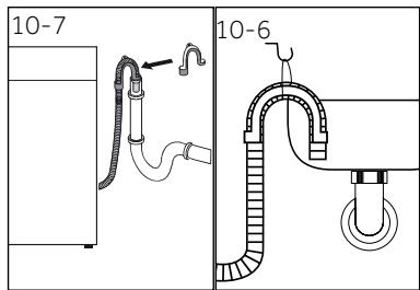 HAIER HW100-B1439 - Tuyau de vidange au raccordement d'évacuation des eaux usées - 1
