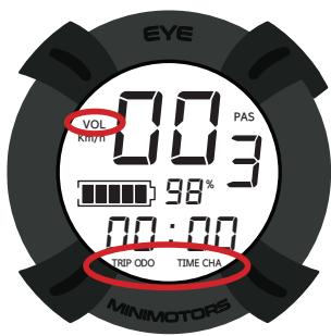 MINIMOTOR DUALTRON MINI 52V15 AH - 1000 W - 2] Mode de fonctions et réglage de l'écran principal - 1