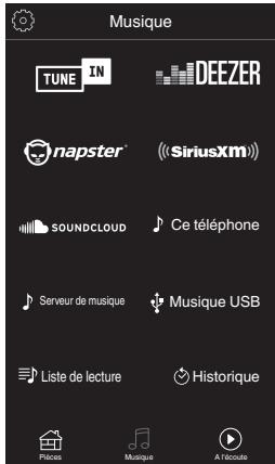 DENON CEOLM10 - Appuyez sur l'onglet "Musique" pour sélectionner une source musicale. - 2