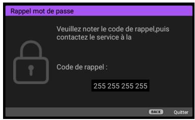 BENQ TK850I - Procedure de rappel de mot de passage - 1