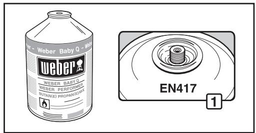 WEBER GO ANYWHERE NOIR GAZ - AVERTISSEMENT: serrez manuelles. Un serrage excessif peut endommager le raccord du détendeur à la valve de la cartouche. Ceci peut provoquer une fuite de gaz ou empêcher le débit de gaz. - 1