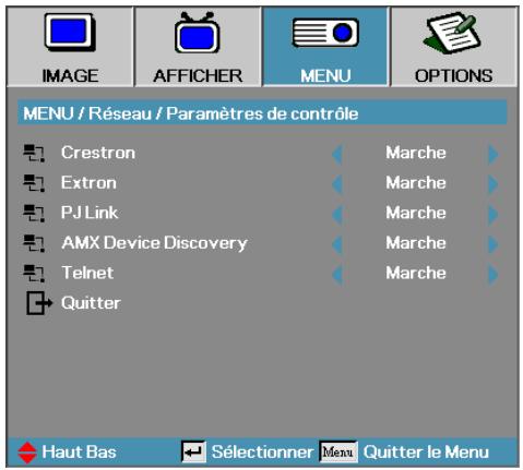 OPTOMA X600 - Menu / Paramètres LAN - 2