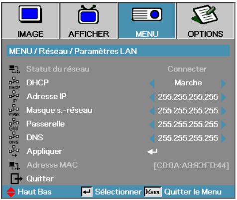 OPTOMA X600 - Paramètres de contrôle - 1
