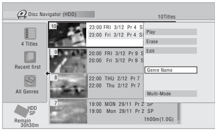 PIONEER DVR-SCI-2 - Sélectionnez 'Genre Name' sur le menu des commandes. - 1