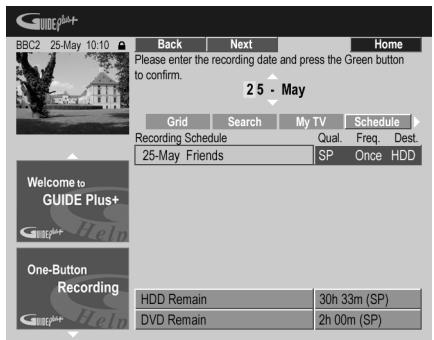 PIONEER DVR-SCI-2 - Appuyez sur la touche d'action VERTE (Edit). - 1