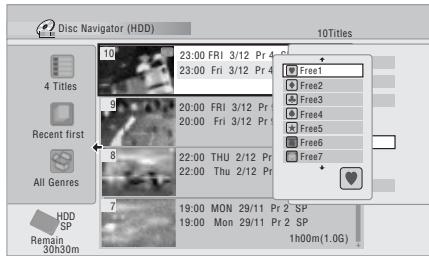 PIONEER DVR-SCI-2 - Sélectionner un des noms de genres personalisables. - 1