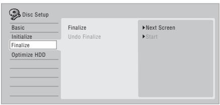 PIONEER DVR-SCI-2 - Sélectionnez 'Finalize' > 'Finalize' > 'Next Screen'. - 1