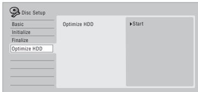 PIONEER DVR-SCI-2 - Selectionnez 'Optimize HDD' puis - 1