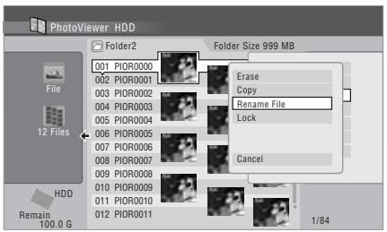 PIONEER DVR-SCI-2 - Sélectionnez l'item 'Rename File' ou 'Rename Folder'. - 1