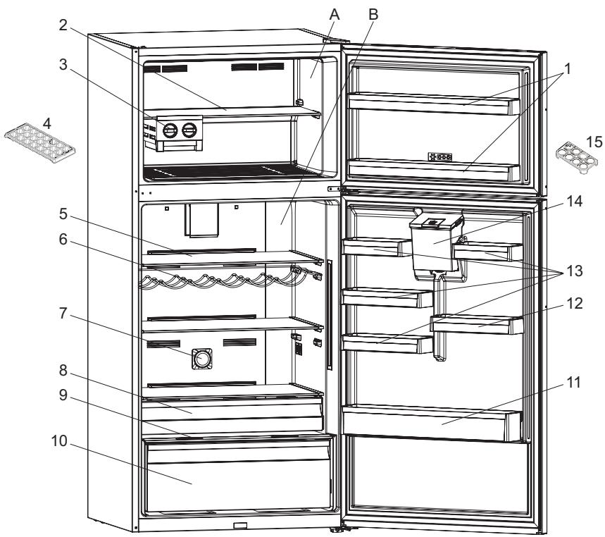WHIRLPOOL W84TE72XAQUAZ2 - LES PIECES DE L'APPAREIL ET LES COMPARTIMENTS - 1