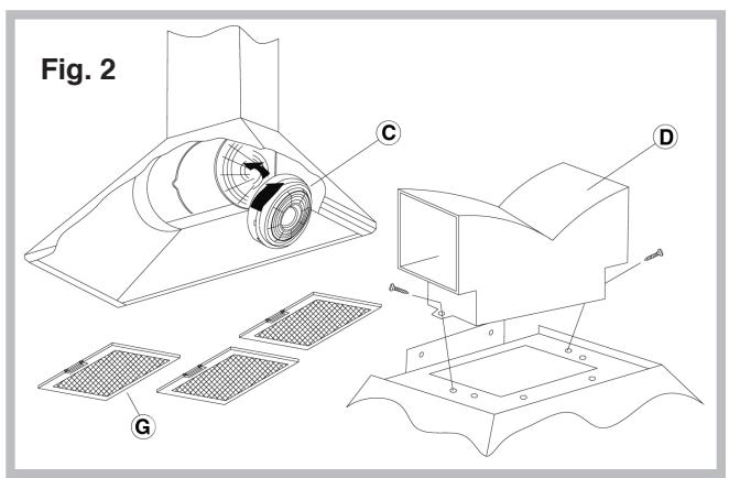 SCHOLTES HD49.1 WH BLANC - Montage du conduit de fumee fig. 1 - 2