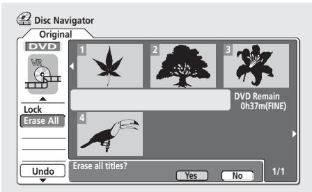PIONEER DVR-220S - Sélectionnez 'Erase All' parmi les options du menu de Disc Navigator. - 1