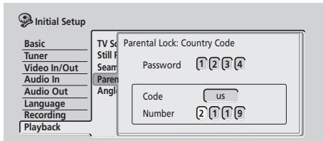 PIONEER DVR-220S - Parental Lock : Country Code - 4