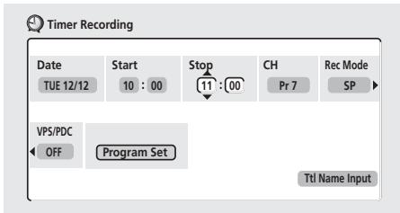 PIONEER DVR-220S - Programmation d'une nouvelle heures de fin d'enregistrement - 2