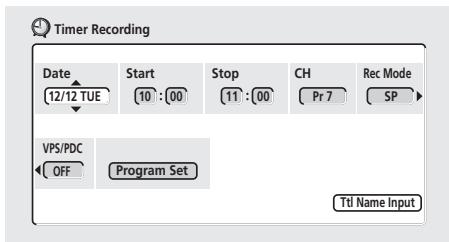 PIONEER DVR-220S - Appuyez sur TIMER REC pour afficher la page Timer Recording. - 2