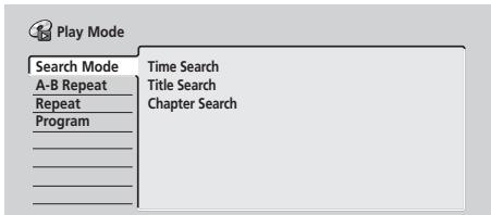 PIONEER DVR-220S - Appuyez sur PLAY MODE pour afficher la page du menu Play Mode. - 1