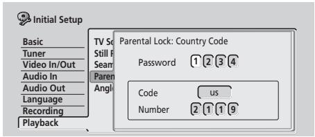 PIONEER DVR-220S - Parental Lock : Country Code - 2