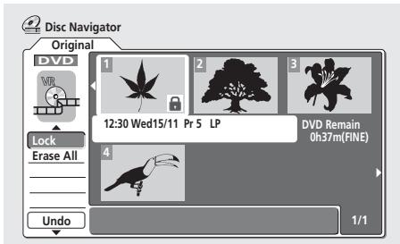 PIONEER DVR-220S - Sélectionnez 'Lock' parmi les options du menu de Disc Navigator. - 1