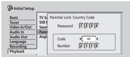 PIONEER DVR-220S - Parental Lock : Country Code - 3