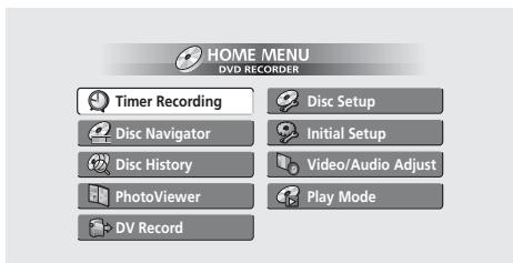 PIONEER DVR-220S - Utilisation du menu Home - 1