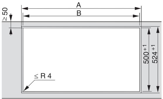 MIELE CS7102FL - Découpe du plan de travail - à fleur de plan - 1
