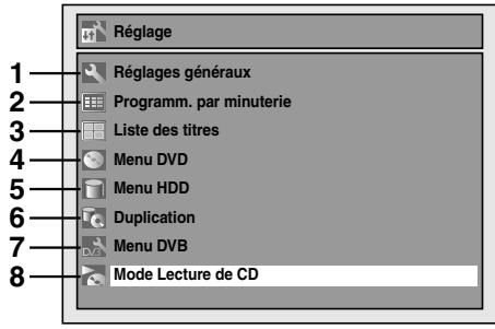 TOSHIBA RD-98DT - Menu principal - 1