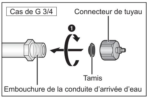 PANASONIC NR-B53V1-XE - Fixez le connecteur de tuyau sur l'embouchure de la conduite d'accuee d'eau. - 1