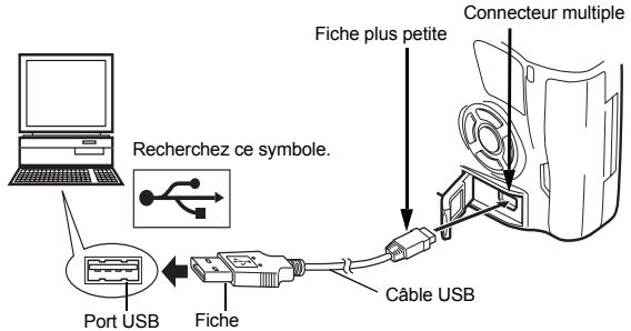 OLYMPUS NC - Utilisez le cable USB fourni pour connecter l'appareil au connecteur multiple de l'appareil photo. - 1