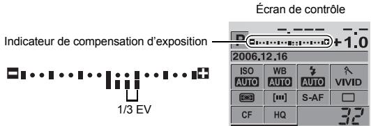 OLYMPUS NC - Tout en appuyant sur la touche (compensation d'exposition), tournez la molette de réglage pour régler la valeur de compensation. - 1