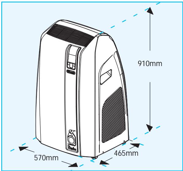 DELONGHI PAC W130A - DIMENSIONS DE L'APPAREL - 1