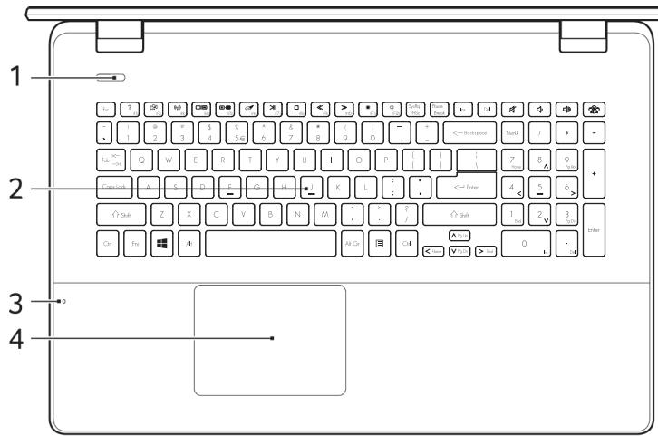 PACKARD BELL ENLG81BA-POL - Vue supérieure - clavier - 1