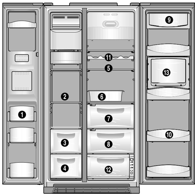 DAEWOO FRS-U20DCW - Compartiments du modele avec distributeur - 1