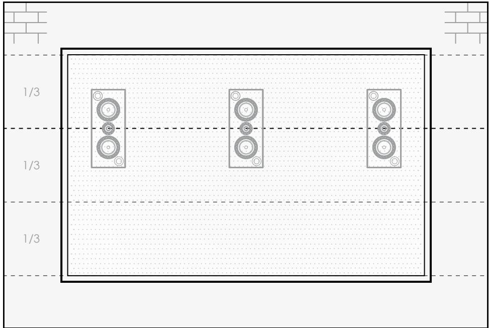 ELIPSON PF_SUB10_NOIR - 3b. Placement de l'enceinte PF14LCR avec un écran fixe ou une TV - 1