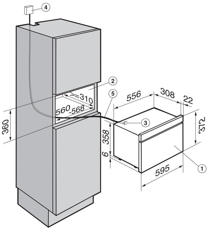 MIELE DG2351BLANC - Dimensions des apparils et cotes d'encastrement DG 2561 / DG 2661 - 1