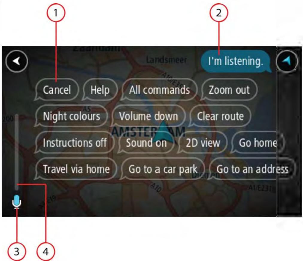TOMTOM ViA 53 - L'ecran de commande vocale - 1